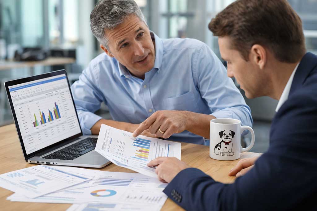 Discussing hidden business costs and managed IT strategy in a DFW office setting, reflecting Fulcrum Group’s approach to managed IT services.