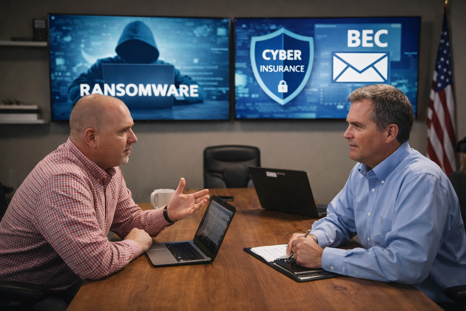 DFW SMB leaders discuss ransomware and BEC cyber insurance coverage with Fulcrum Group in Keller TX, highlighting cybersecurity and managed IT services.