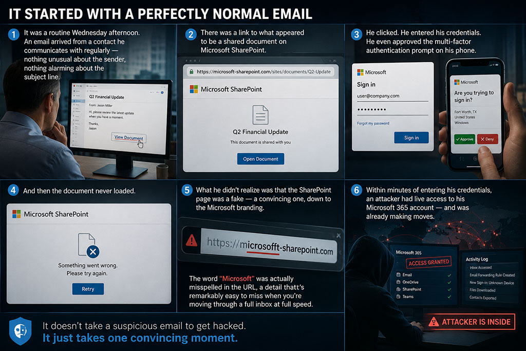 User logging into a Fake SharePoint login